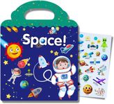 Reusable Sticker Book Cute Space Stickers,Window Clings for Kids,Educational Magic Sticker Pad Book Toys for Kids Toddlers Boys 2-4