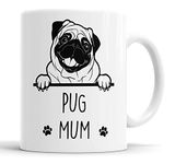 Faithful Prints Pug Mum Mug Pet Present Pug Dog Mum Dad Friend Joke Funny Gift Cup Birthday Christmas, Ceramic Mug