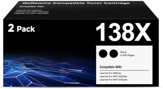 138X Black High-Yield Toner Cartridge for HP LaserJet Pro MFP 3101fdw 3101sdw 3001dw Toner Compatible for HP 138X 138A W1380A W1380X Black Toner Cartridges for LaserJet 3001 3101 Series, 2 Pack