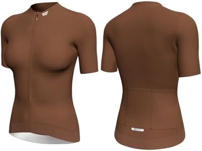 Wulibike Cycling Jersey Women Short Sleeve,Breathable Bike Shirt with 3 Rear Pockets for Summer Road Cycling & Casual Rides Brown S