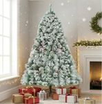 VikriDA 6 Feet Artificial Snow-Flocked Christmas Tree | Pine Needle Xmas Tree with Sturdy Metal Stand for Home & Office Decoration