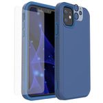 X-belmox for iPhone 11 Case 6.1 inch, 11 Case with Screen Protector and Camera Lens Protector, Heavy Duty Rugged Case, 2-Layer Anti-Slip Shockproof Protection, Military Grade Drop Proof Case (Blue)