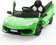 Hetoy Ride on Car for Kids 12V Licensed Lamborghini Electric Vehicles Battery Powered Sports Car with Control, 2 Speeds, Sound System, LED Headlights and Hydraulic Doors