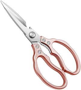 CGBE Kitchen Scissors, Multi-Purpose Kitchen Shears, Heavy Duty Dishwasher Safe Food Scissors for Chicken, Poultry, Fish, Meat & Herbs with Non-Slip Grips - Rosegold