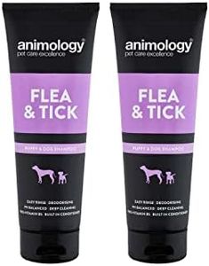 Animology Shampooing Anti-puces et tiques pour Chiots et Chiens | Parfum d'arbre à thé | Après-shampoing intégré | Provitamine B5 ajoutée | pH équilibré | Apaise la Peau mordue irritée | Lot de 2