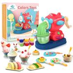 BEBOAN Play Dough Kitchen Creations Tools Set, 37 pcs Ice Cream/Spaghetti/Noodle Maker Machine Modelling Clay Mould with Roller/Tableware Set for Girls Boys Kids Ages 2/3/4/5/6/7/8 Toy Gift, 12 Dough