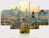 Framed 5 Pieces Canvas Wall Art Pictures for Living Room Above View of Ancient Center of Rome City Paintings Modern Artwork Home Decor Giclee Poster Prints Gallery-Wrapped Ready to Hang(60''Wx40''H )