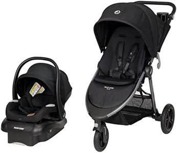 Maxi-Cosi Gia XP Luxe Travel System Stroller and Car Seat, Nimble 3-Wheel Maneuverability, All-Terrain Tires, Front-Wheel Suspension, Midnight Black