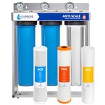Express Water Whole House Water Filter, 3 Stage Home Water Filtration System, Sediment, Polyphosphate Anti-Scale, Carbon Filters Includes Pressure Gauges, Easy Release, and 1 Inch Connections