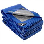 Brackit Heavy Duty PE Blue Tarpaulin; Extra Large 5m x 8m / 16.4ft x 26.2ft; Thick Woven 140GSM Waterproof Double-Sided Fabric - Supreme Versatility for Covering, Protecting (1 Pack)