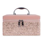 FADAK Cosmetic Makeup for Beauty Case Wedding Makeup Box Travel Large Vanity Mirror Storage Jewelry Bridal Box 22.50x 18.75x11.75 cm (Pink) Medium