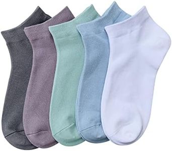 SERISIMPLE Women Viscose Bamboo Ankle Socks Low Cut Thin Sock Lightweight Pastal Color Soft Sock 5 Pairs(Assorted3, Large)