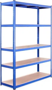 Garage Shelving Units - 71" H x 47" L x 16" W - Heavy Duty Racking - Shelves for Storage -1 Bay - Blue - 5 Tier - 2000LB Capacity (400LB Per Shelf) - Workshop, Shed, Office - 5 Year Warranty