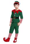 Adults Christmas Elf Costume Women Elf Family Outfit Holiday Elf Dress Up Set Christmas Cosplay Costume (4XL-Large, Boys)