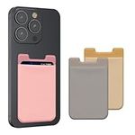 kwmobile Adhesive Card Holder for Mobile Phones - Set of 3 Universal Card Phone Holders - Stick-on Wallet for up to 5 Cards and Cash Silver/Gold/Rose Gold