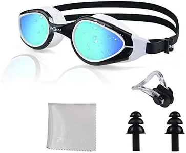 PHELRENA Swim Goggles, Anti Fog,No Leaking,UV Protection,Shatter-Proof, Clear Wide Vision Triathlon Swim Goggles
