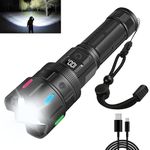 WindFire Torches LED Super Bright, 300000 Lumens Rechargeable Torches Battery Powered, High Powered Torch with LCD Display, Powerful Tactical Torch Flashlight for Camping Hiking Dog Walking Emergency