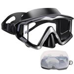 AQUA A DIVE SPORTS Scuba Snorkeling Dive Mask for Scuba Diving Snorkeling Free Diving (PC Lens Silver Black)