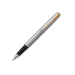 Parker Jotter Fountain Pen | Stainless Steel with Gold Trim | Medium Nib Blue Ink | Includes Gift Box