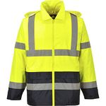 Portwest Hi-Vis Classic Contrast Rain Jacket, Size: L, Colour: Yellow/Black, H443YBRL