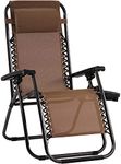 BestMassage Zero Gravity Chair Patio Chairs Lounge Patio Chaise 1 Pack Adjustable Reliners for Pool Yard with Cup Holder (Brown)