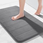 Hafaa Memory Foam Bath Mat – 40 x 60 cm Grey Extra Soft & Comfortable Non Slip Bathroom Mat Washable Super Absorbent Shower Mats