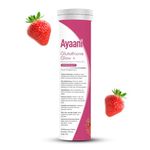 Glutathione Skin Brightening Tablets - Vegan Antioxidant, Collagen & Biotin Booster with Vitamin C, Zinc, Hyaluronic Acid - Strawberry Flavour - 20 Effervescent Tablets by Ayaani