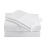 Peru Pima 285 Thread Count Percale 3 Piece Bed Sheet Set - 100% Peruvian Pima Cotton - Hotel Luxury Quality, Extra Soft and Cooling Sheets - White Solid Color - Twin Size