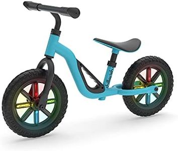 Chillafish Charlie Glow Balance Bike - Sky Blue | Kids Cycle with Light-up Wheels | Carry Handle | Adjustable Seat & Handlebar | Toddlers 18-48 Months