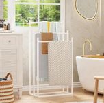 COREMET Metal Towel Stand | 3-Tier Freestanding Towel Rack | Heavy-Duty Metal Towel Holder for Bath Towels, Hand Towels & Clothes | Rust-Resistant, Space-Saving Modern Towel Organizer