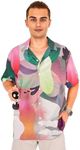 SRQYZM Hawaiian Shirt for Men Short Sleeve Button Down Shirts Beach Tropical Casual Shirts, Multicolor, Medium