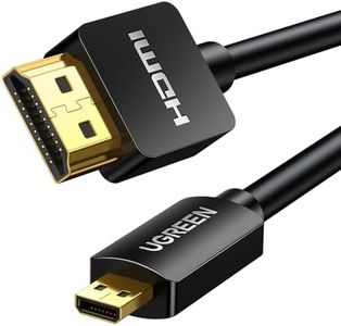 UGREEN Micro HDMI to HDMI 2.0 Cable 3M, 4K 60Hz High Speed HDMI Type D to Type A Adapter Support 3D HDR ARC Ethernet Audio Return Compatible with Raspberry Pi 4,GoPro Hero 7/6/5,Sony Nikon Camera