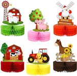 6 Pieces Farm Animals Honeycomb Centerpieces Indoor and Outdoor Table Decorations Farm Themed Cake Balls Table Toppers Barn Party Supplies for Farm Animals 3D Table Decoration