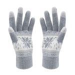 VENI MASEE Winter Lover Snow Print Keep Warm Touch Screen Gloves - Women, A1-womengrey, 20CM