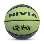 Nivia Graffiti Basketball/Material Rubber/Rubberized Moulded/Panel 8/Suitable for: Indoors Matches/Size - 7 (Black/Green)