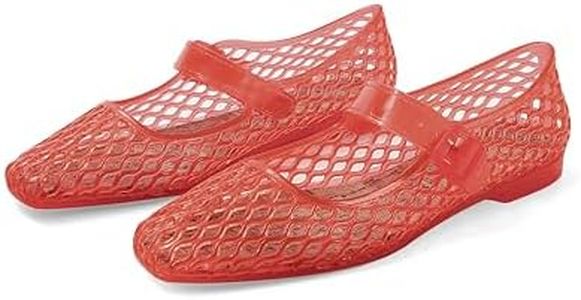 DOEYG Red Jelly Ballet Flats for Women Jelly Sandals Shoes Women Beach Jellies Mary Jane Flats Ballerina Shoes Size 9
