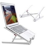 RioRand Portable Laptop Desk Stand Foldable, Ergonomic Computer Stand Cooling Pad, Ventilated Laptop Riser Compatible with MacBook Pro Air, Notebook, Lenovo, Dell, More 10-16” Laptops