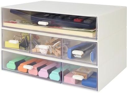Belle Vous Organizador Escritorio con 3 Niveles y 6 Compartimentos - Cajoneras Plastico Almacenaje - Cajones Apilables Suministros Oficina, Papelería, Bolígrafos y Lapiceros, Cosméticos u Hogar