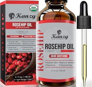 Kanzy Rosehip Oil for Face 120ml Rosehip Oil Organic Cold Pressed Rose Hip Oil for Face 100% Pure Vegan Cruelty-Free for Skin, Nails and Body for Nourishment, Dryness, Fine lines and Scars