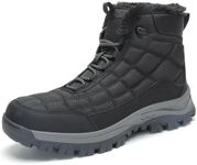 SKDOIUL Men's Winter Outdoor Snow Boots Shoes, Black, 12 Wide