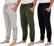 3 Pack: Men's Cotton Big and Tall King Size Lounge Jogger Winter Christmas Pajama Pants Sweatpants Pockets PJ Bottoms Sleep Knit Drawstring Terry Soft Jersey Pijama Pockets - Set 3, 3X