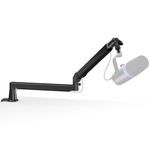 Low Profile Mic Arm, Cable Management Microphone Boom Arm, Full Aluminum Adjustable Mic Stand with Desk Clamp, 360°Rotatable Heavy Duty Microphone Stand for Streaming, Podcasting, Recording