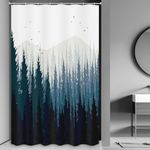 JAWO 47 x 64 Inch RV Shower Curtain, Fabric RV Shower Curtain for Camper Trailer Camping Bathroom Cloth Curtain with Hooks, Polyester & Polyester Blend, Forest, 47X64 inches