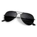 ANZIW Pilot Sunglasses Men Womens Lightweight Metal Frame Polarized Shades UV400 Protection, Black Frame/ Grey Lens, Small