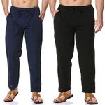 Aatman One Size Men's Eco-Friendly Cotton Pyjama Pack Of 2 | Fits Waist Size 28 To 36 Inches_At11At15, Casual Style, Dark Blue ,Black