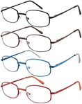 EFE Reading Glasses 4 Pack, Thin Lightweight Spring Hinged Glasses for Reading with Case Men and Women +2.50