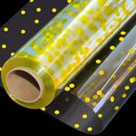 SYOGUA 100ft X 34in Extra Wide Clear Cellophane Wrap with Gold Polka Dots, Transparent Thicker Clear Cellophane Wrapping Paper, Clear Gift Wrap Cellophane Roll for Baskets, Treats, Holiday, Christmas Gifts