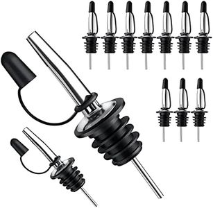 Pafusen 12 Pack Speed Pourers Spouts with Tapered, Liquor Pourers with Rubber Cap, Stainless Steel, Hygienic, Dishwasher Safe, Fits most Classic Bottle's Lip up to 3/4" (12)