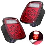 VINAUO RV Tail Lights, 39 LED Trailer Light Kit, Stop Turn Tail Trailer Lights for Jeep CJ YJ JK Truck Trailer Boat RV, 12V Red/White Trailer Light LED Kit(Pack of 2)