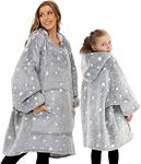 Oversized Hoodie Blanket Luminous Blanket Hoodie for Adult Kids，Wearable Hooded Blanket with Front Pocket，Adult & Kids Family Matching